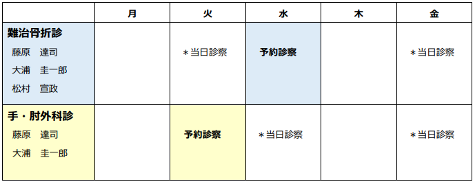 診察予定表